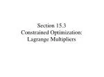 Section 15.3 Constrained Optimization: Lagrange Multipliers - slide 1