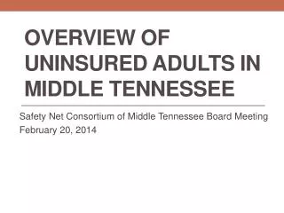 Overview of uninsured Adults in middle Tennessee
