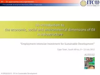 An introduction to the economic, social and environmental dimensions of EII in infrastructure