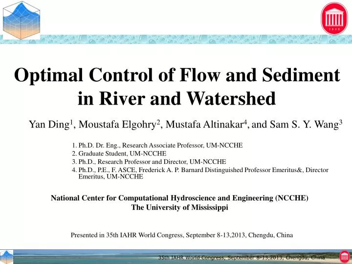 optimal control of flow and sediment in river and watershed