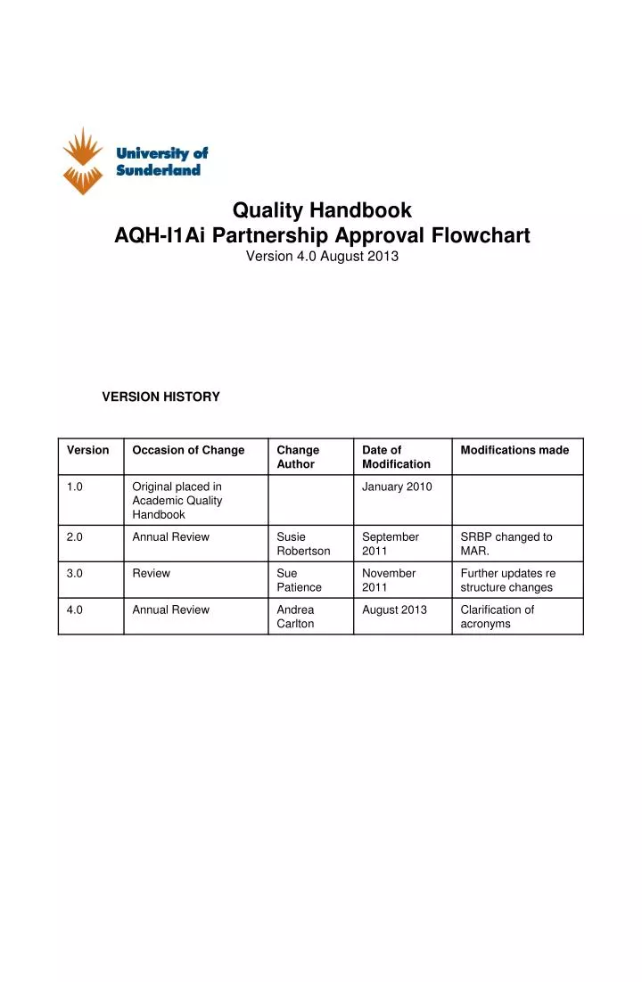 quality handbook aqh i1ai partnership approval flowchart version 4 0 august 2013