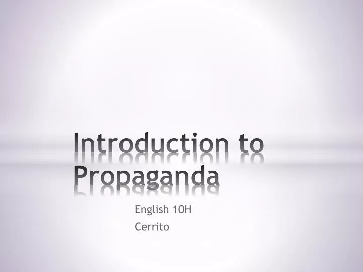 introduction to propaganda