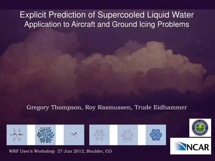 explicit prediction of supercooled liquid water application to aircraft and ground icing problems