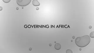 Governing in Africa