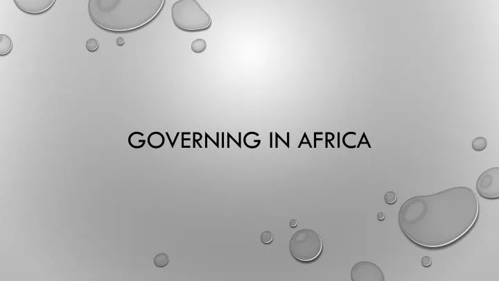 governing in africa