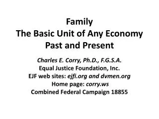 Family The Basic Unit of Any Economy Past and Present