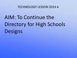 TECHNOLOGY LESSON 2014 A