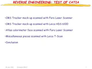 REVERSE ENGINEERING: TEST OF CATIA