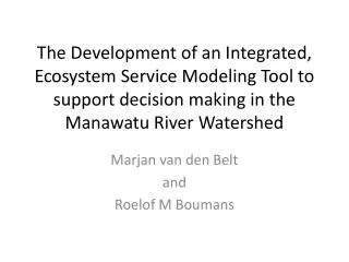 Marjan van den Belt and Roelof M Boumans