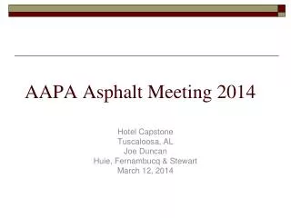 AAPA Asphalt Meeting 2014