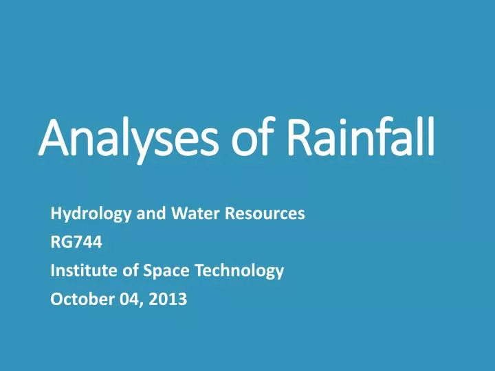 analyses of rainfall