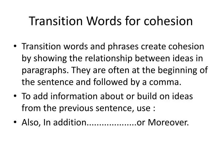 transition words for cohesion
