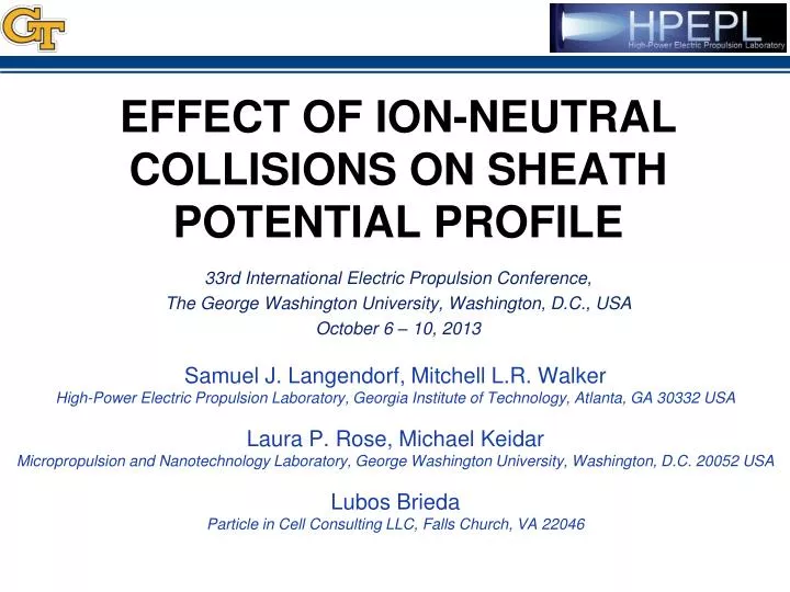 effect of ion neutral collisions on sheath potential profile