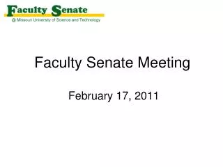 Faculty Senate Meeting February 17, 2011