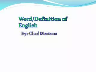 Word/Definition of English