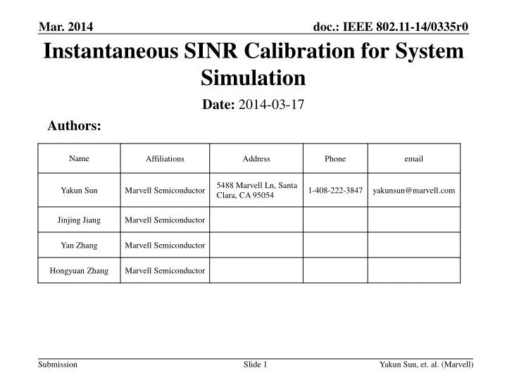 instantaneous sinr calibration for system simulation