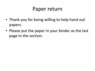 Paper return