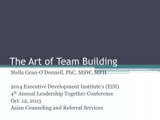 The Art of Team Building