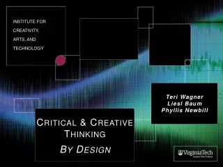 Critical &amp; Creative Thinking By Design