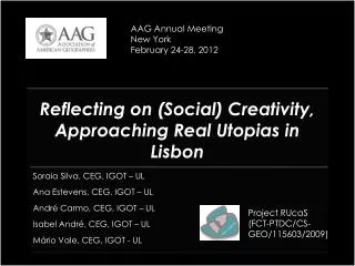 Reflecting on (Social) Creativity, Approaching Real Utopias in Lisbon