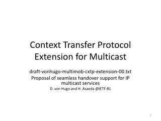 Context Transfer Protocol Extension for Multicast