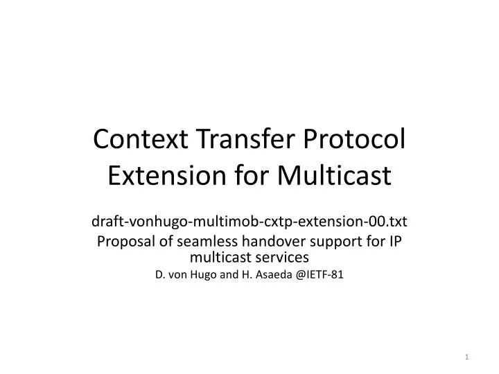 context transfer protocol extension for multicast