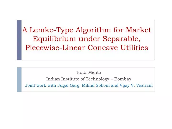 a lemke type algorithm for market equilibrium under separable piecewise linear concave utilities