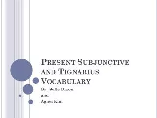 Present Subjunctive and Tignarius Vocabulary