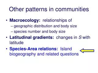 Other patterns in communities