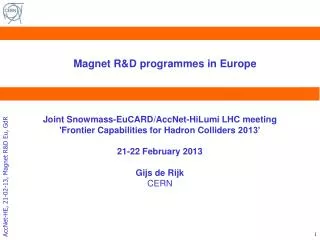 Magnet R&amp;D programmes in Europe