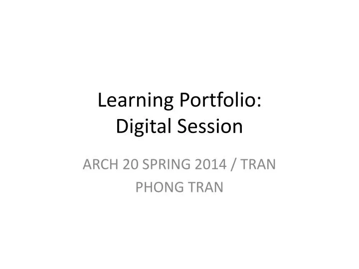 learning portfolio digital session