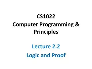 CS1022 Computer Programming &amp; Principles