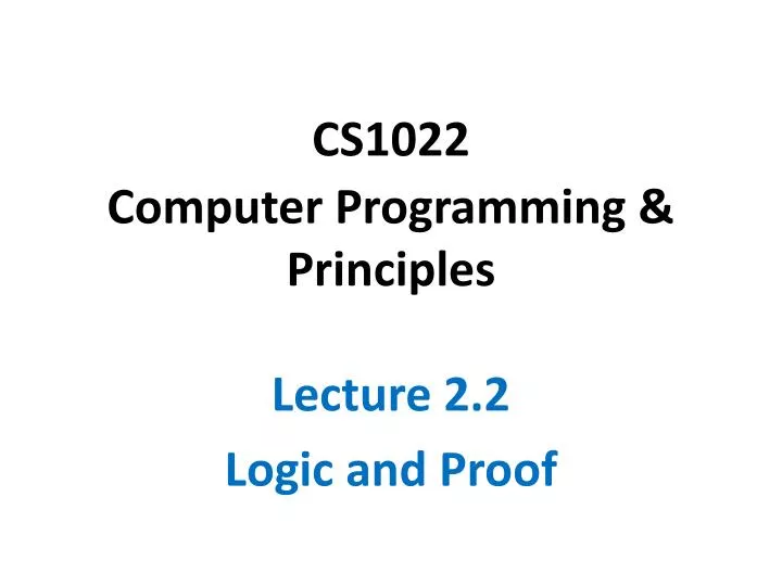 cs1022 computer programming principles