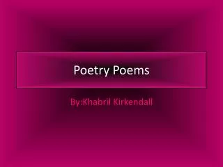 Poetry Poems