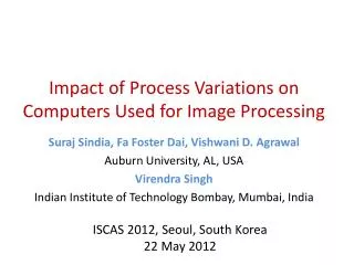 Impact of Process Variations on Computers Used for Image Processing