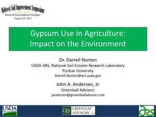 Gypsum Use in Agriculture: Impact on the Environment