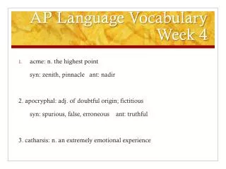 AP Language Vocabulary Week 4