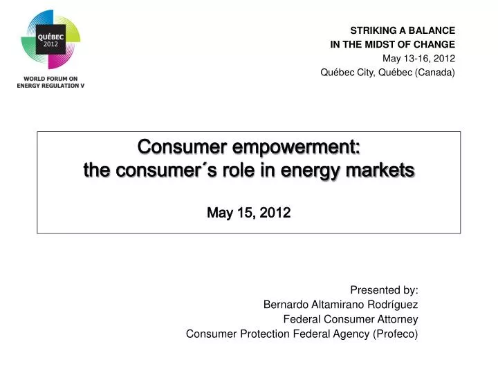 consumer empowerment the consumer s role in energy markets may 15 2012