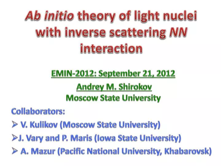 ab initio theory of light nuclei with inverse scattering nn interaction