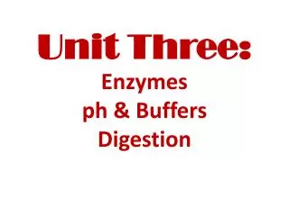Unit Three: Enzymes ph &amp; Buffers Digestion