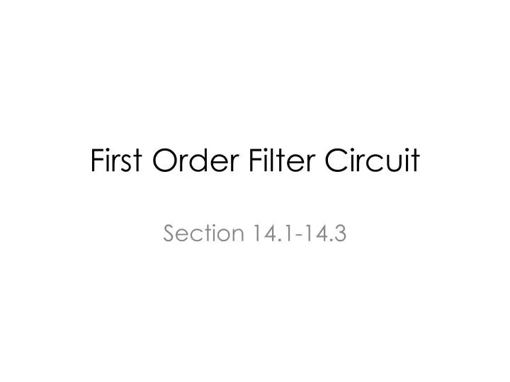 first order filter circuit