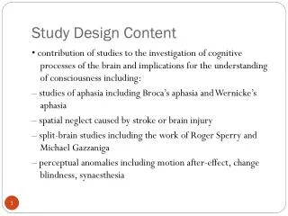 Study Design Content