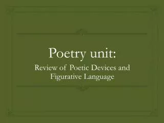 Poetry unit: