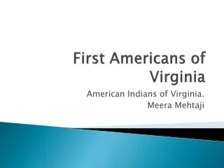 First Americans of Virginia