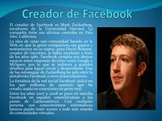creador de facebook