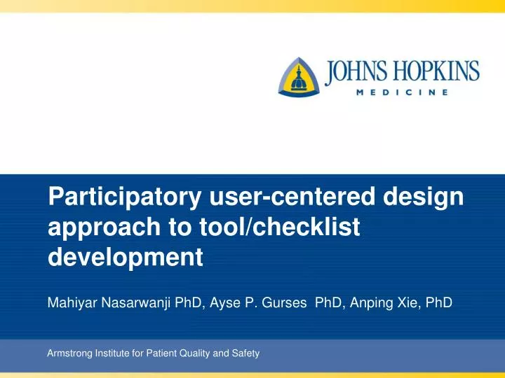 participatory user centered design approach to tool checklist development