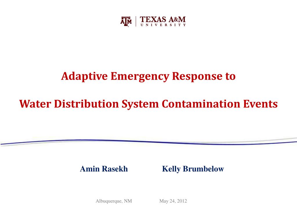 PPT - Adaptive Emergency Response to Water Distribution System ...