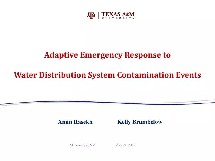 adaptive emergency response to water distribution system contamination events