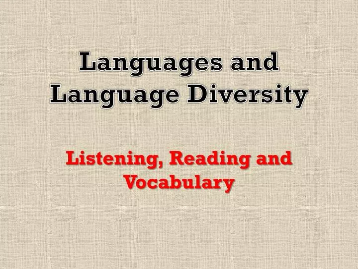 languages and language diversity