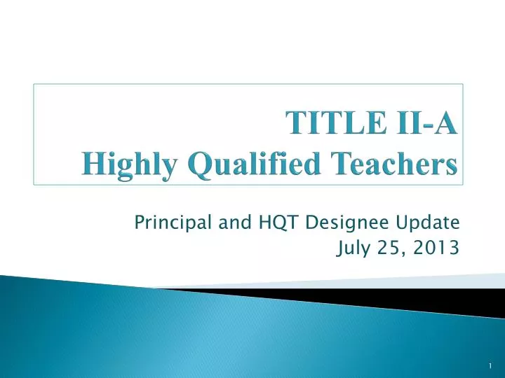 title ii a highly qualified teachers